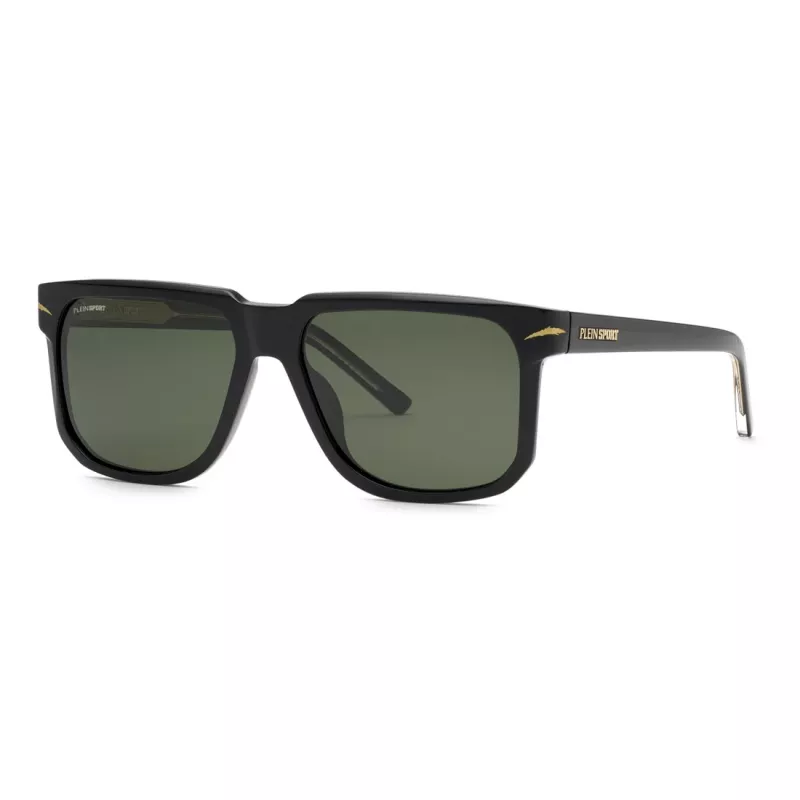 Philipp Plein Sport SSP037-59700P Vyriški poliarizuoti akiniai nuo saulės, juodas rėmelis, pilki lęšiai, 59/16/150 mm