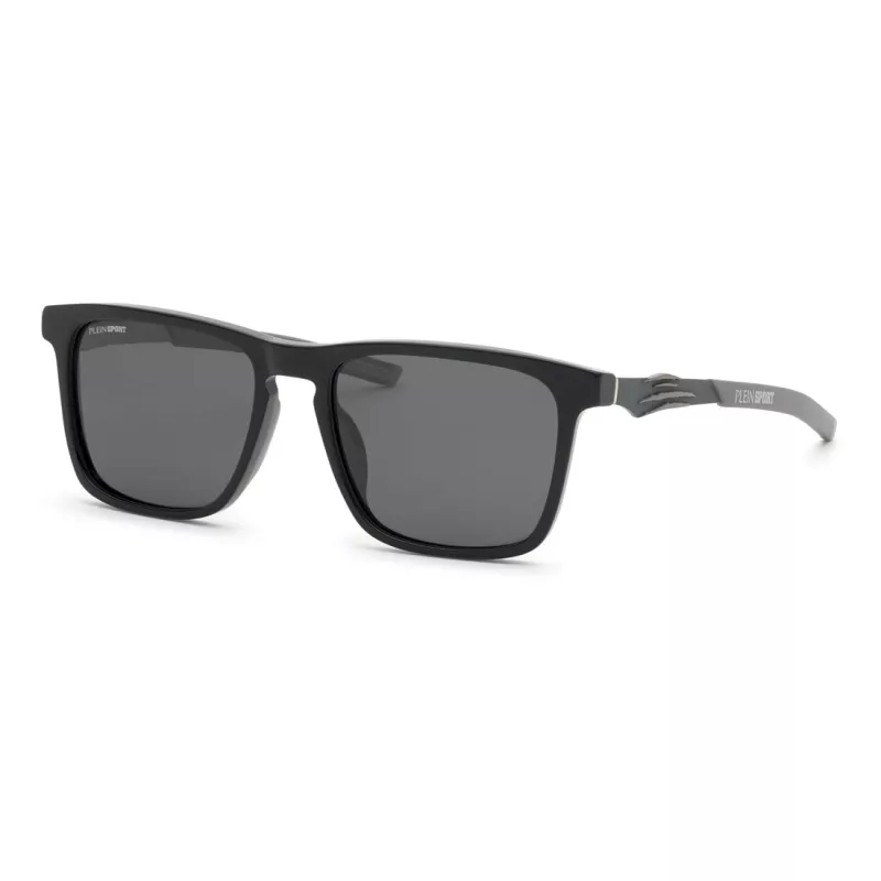 PHILIPP PLEIN SPORT SSP038-57700P Vyriški poliarizuoti akiniai nuo saulės, juodas rėmelis, pilki lęšiai, 57/18/145 mm