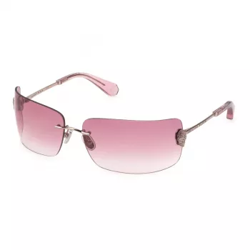 Philipp Plein SPP027V950A39 Moteriški kvadratiniai akiniai nuo saulės - Juodas acetatinis rėmas, pilki lęšiai, 95 mm