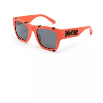 Philipp Plein SPP042W54V47F Vyriški stačiakampiai akiniai nuo saulės Juodi/Pilki 54/23/145 mm