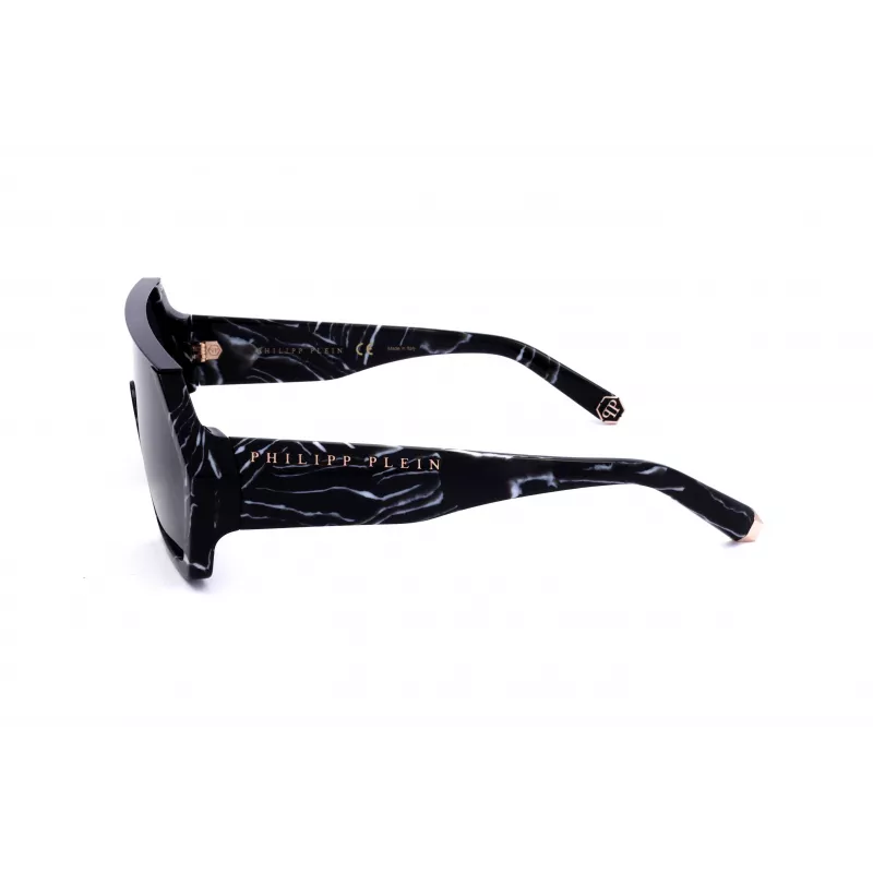Philipp Plein SPP047-0Z21 vyriški akiniai nuo saulės, juodas rėmelis, pilki lęšiai, 99 mm