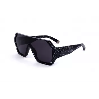 Philipp Plein SPP047-0Z21 vyriški akiniai nuo saulės, juodas rėmelis, pilki lęšiai, 99 mm