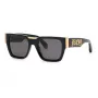 PHILIPP PLEIN SPP095M520700 Vyrų kvadratiniai akiniai nuo saulės, juodas acetato rėmelis, pilki lęšiai, UV400, 52/21/145 mm
