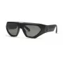 PHILIPP PLEIN SPP153-580U28 Vyriški stačiakampiai akiniai nuo saulės, blizgantis juodas acetato rėmelis, dūminiai pilki polikarbonato lęšiai, 58 mm
