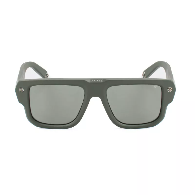Philipp Plein SPP179-550Z29 Vyriški akiniai nuo saulės, juodas acetatinis rėmelis, pilki polikarbonatiniai lęšiai, 55/18/145 mm