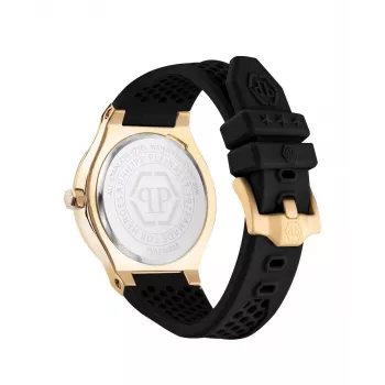 Philipp Plein The $kull vyriškas kvarcinis laikrodis 44mm nerūdijančio plieno korpusas, juodas silikoninis dirželis PWUFA0225