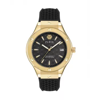 Philipp Plein The $kull vyriškas kvarcinis laikrodis 44mm nerūdijančio plieno korpusas, juodas silikoninis dirželis PWUFA0225