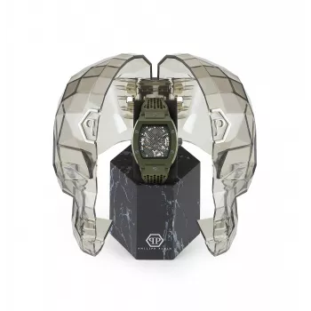 Philipp Plein The $kull Vyrų Laikrodis PWVBA0223 44mm Nerūdijantis Plienas Kvarcinis Juodas Ciferblatas Silikoninis Dirželis