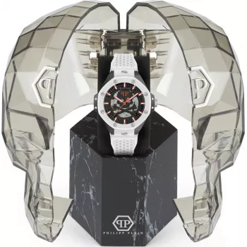 Philipp Plein The Skeleton vyrų automatinis laikrodis PWPFA0724 46mm juodas silikonas