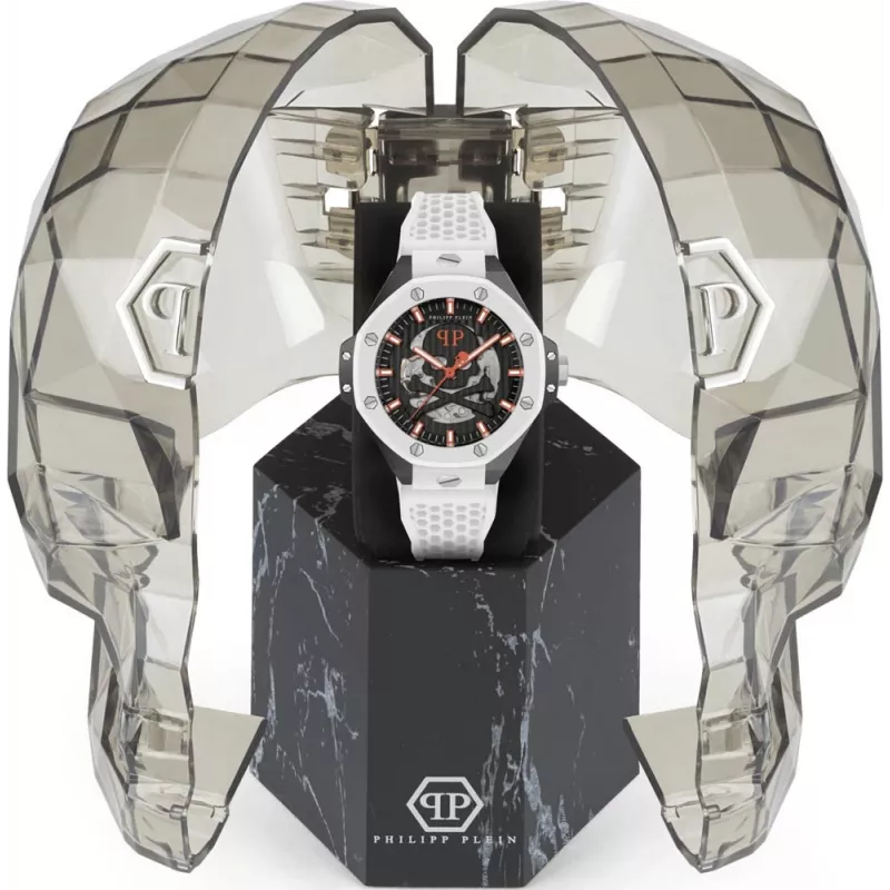 Philipp Plein The Skeleton vyrų automatinis laikrodis PWPFA0724 46mm juodas silikonas