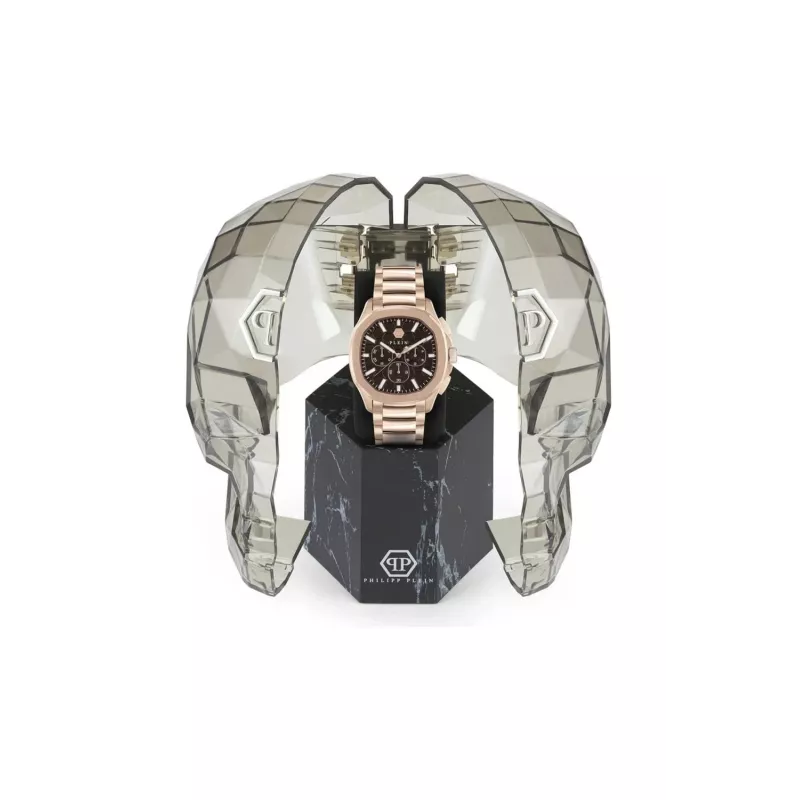 Philipp Plein The Skeleton vyrų kvarcinis laikrodis PWSAA0623 44mm juodas silikoninis dirželis