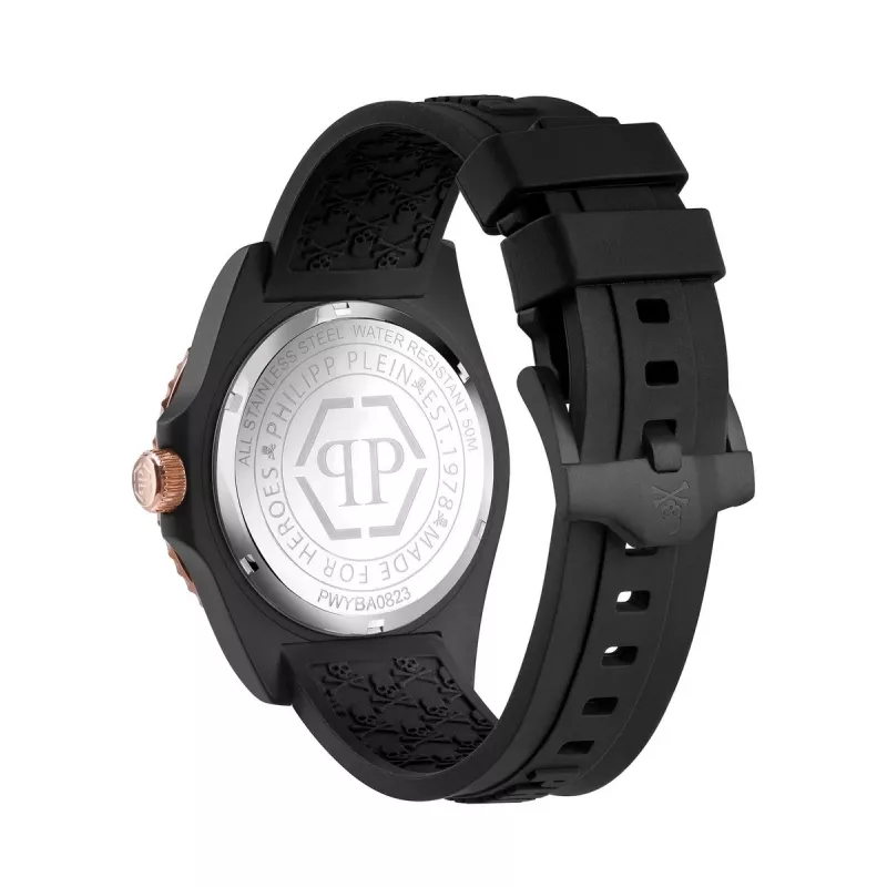 Philipp Plein The Skeleton vyrų kvarcinis laikrodis PWYBA0823 44mm juodas silikonas