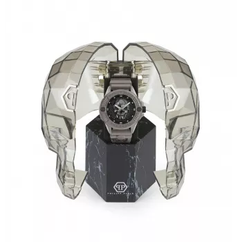 Philipp Plein The Skeleton vyrų laikrodis PWUBA0323 44mm juodas IP nerūdijantis plienas silikonas
