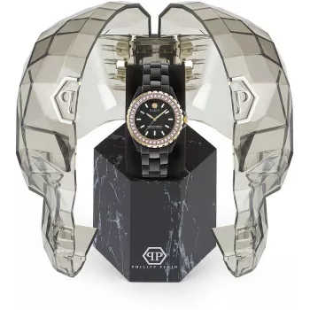 Philipp Plein The Skull Moteriškas Kvarcinis Laikrodis 38mm Nerūdijantis Plienas Juodas Silikonas PWPPA0324