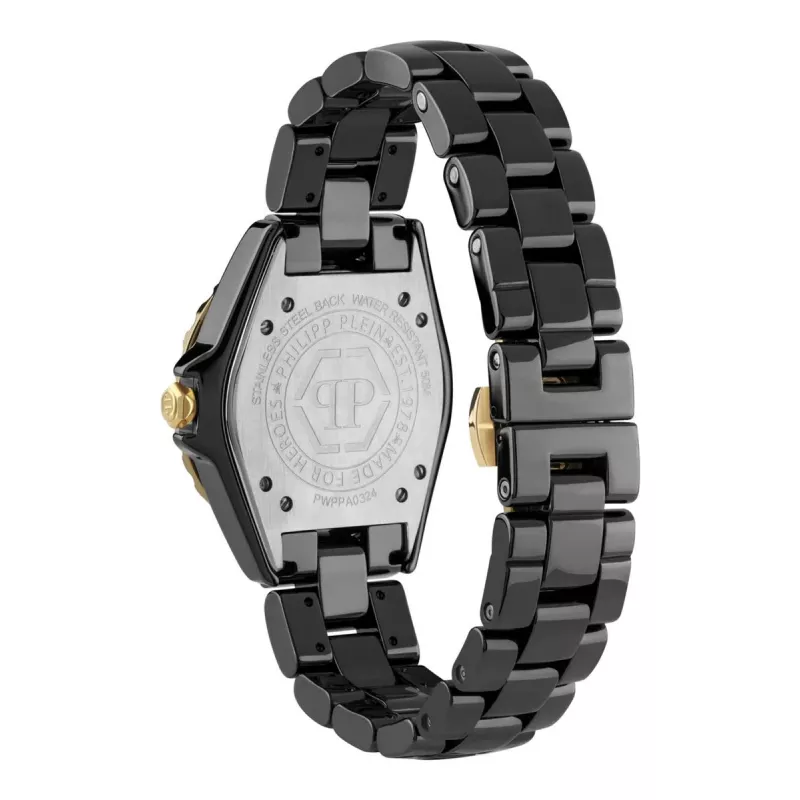 Philipp Plein The Skull Moteriškas Kvarcinis Laikrodis 38mm Nerūdijantis Plienas Juodas Silikonas PWPPA0324
