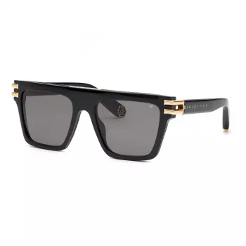 PHILIPP PLEIN Unisex akiniai nuo saulės SPP108M560700 - Juodas rėmelis, pilki lęšiai, 56 mm