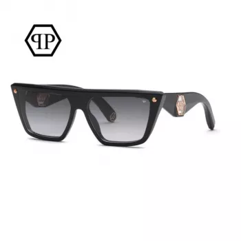 Philipp Plein moteriški katės akies formos akiniai nuo saulės SPP172S530700 juodi pilki gradientiniai 53 mm