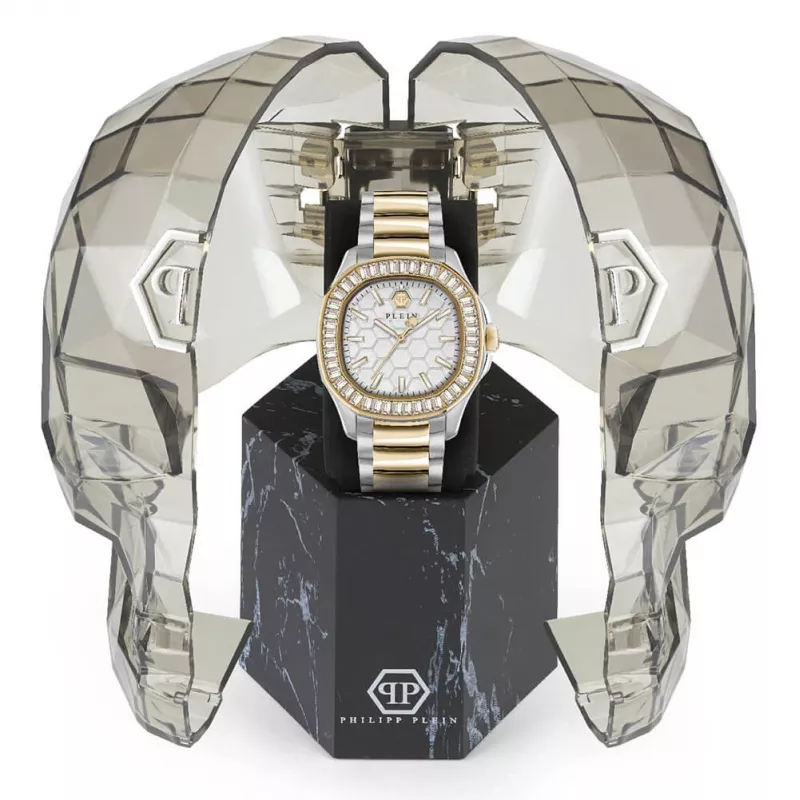 Philipp Plein Women's PWTAA0523 Automatinis Skeleton Laikrodis 38mm Rožinio Aukso Spalvos Nerūdijantis Plienas ir Juodas Silikonas