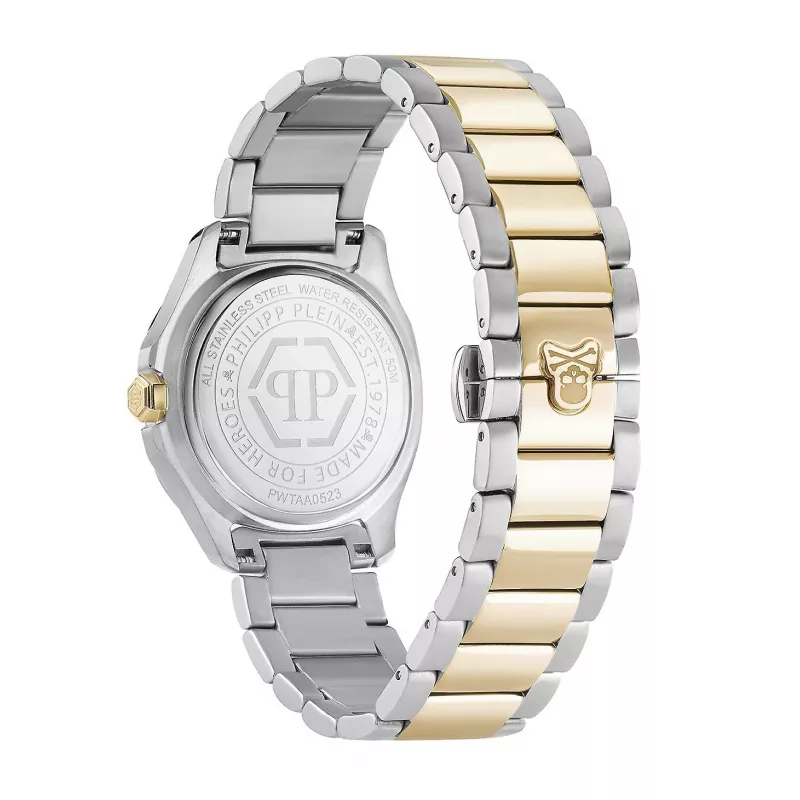 Philipp Plein Women's PWTAA0523 Automatinis Skeleton Laikrodis 38mm Rožinio Aukso Spalvos Nerūdijantis Plienas ir Juodas Silikonas