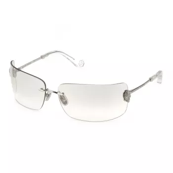 Philipp Plein moteriški akiniai nuo saulės SPP027V95579X - Oversized juodas rėmelis, pilki lęšiai, UV400 apsauga