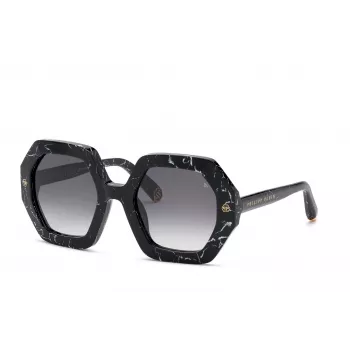 PHILIPP PLEIN moteriški akiniai nuo saulės SPP039M530869 - juodas rėmelis, pilki lęšiai, 53 mm