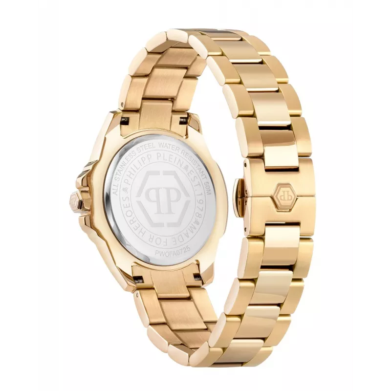 Philipp Plein moteriškas laikrodis The $kull Quartz 38mm nerūdijantis plienas juodas ciferblatas silikoninis dirželis PWOFA0725