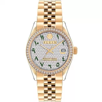 Philipp Plein Moteriškas Laikrodis PW2BA0223 38mm Rožinio Aukso Spalvos Nerūdijantis Plienas Baltas Silikonas