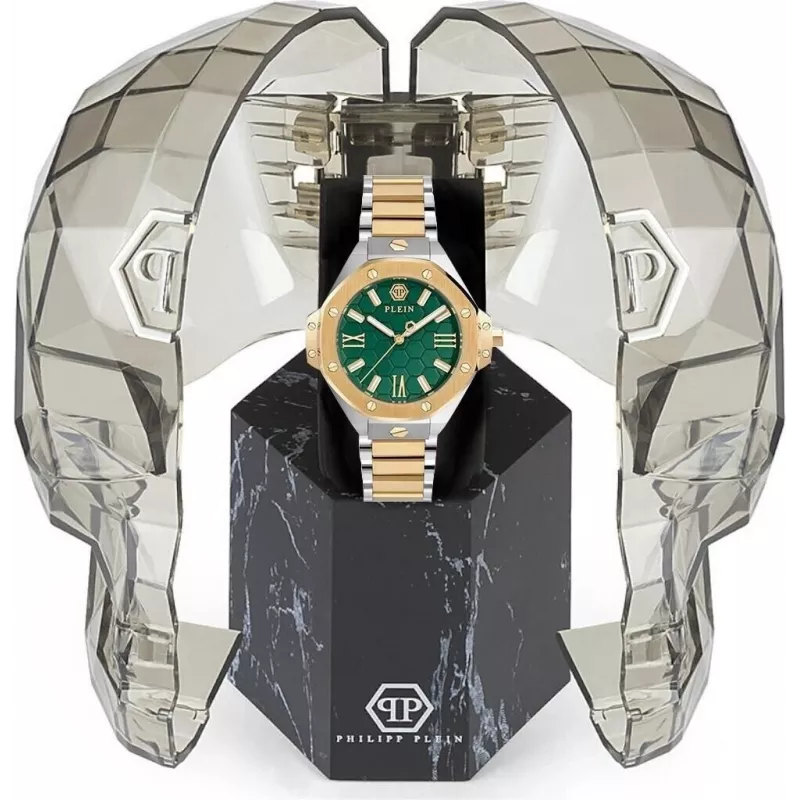 Philipp Plein moteriškas laikrodis PWBDA0724 39mm kvarcinis nerūdijantis plienas silikonas juodas