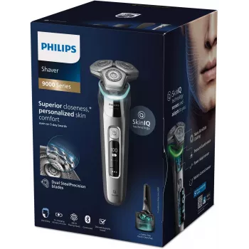 Philips S9975/55 SkinIQ šlapias ir sausas elektrinis skustuvas – 360-D lankstomos galvutės, 60 min. veikimo laikas, chromas