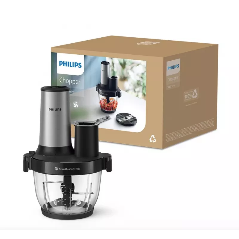 Philips Series 5000 Food Processor Chopper HR1504/00, 800 W, 2.1 L talpa, balta