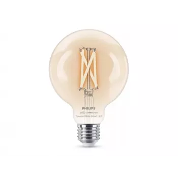 Philips Smart Wi-Fi G95 E27 protinga LED lemputė, reguliuojama balta 2700-6500K, 60W atitikmuo, skaidri