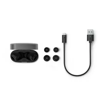 PHILIPS belaidės ausinės TAT2000BK/00 tikros belaidės į ausis įdedamos Bluetooth 5.0 su įkrovimo dėklu, IPX4 atsparios purslams ir prakaitui, įmontuotas mikrofonas, juodos