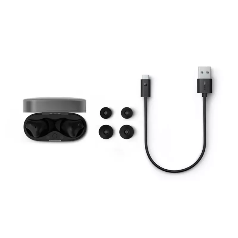 PHILIPS belaidės ausinės TAT2000BK/00 tikros belaidės į ausis įdedamos Bluetooth 5.0 su įkrovimo dėklu, IPX4 atsparios purslams ir prakaitui, įmontuotas mikrofonas, juodos