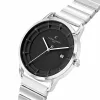 Pierre Cardin vyriškas analoginis kvarcinis laikrodis CLC.6006 - 43mm nerūdijančio plieno korpusas, juodas odinis dirželis