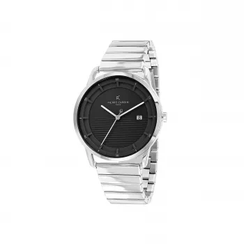 Pierre Cardin vyriškas analoginis kvarcinis laikrodis CLC.6006 - 43mm nerūdijančio plieno korpusas, juodas odinis dirželis