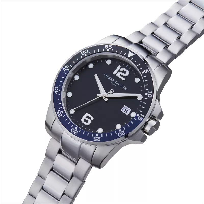 Pierre Cardin vyriškas analoginis kvarcinis laikrodis CNI.0030 40mm juodas ciferblatas odinis dirželis