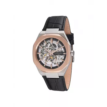 Pierre Cardin Vyriškas Kvarcinis Analoginis Laikrodis CF.1002.LB.2 42mm Nerūdijantis Plienas Juodas Ciferblatas Odinis Dirželis
