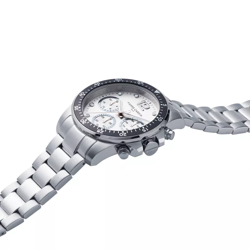 Pierre Cardin Vyriškas kvarcinis analoginis laikrodis CNI.0012 40mm Nerūdijančio plieno korpusas Juodas odinis dirželis