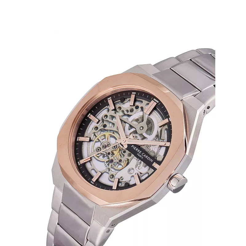 Pierre Cardin vyriškas kvarcinis laikrodis CF.1002.MU 42mm nerūdijantis plienas juodas ciferblatas odinis dirželis