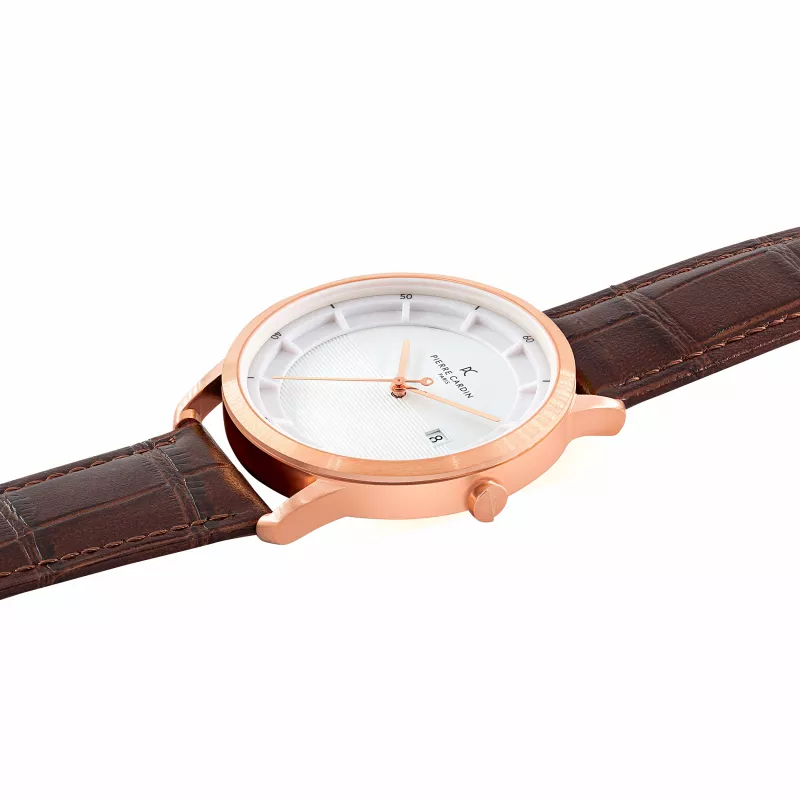 Pierre Cardin Vyrų laikrodis CLC.6003 43mm nerūdijančio plieno juodas ciferblatas natūralios odos apyrankė