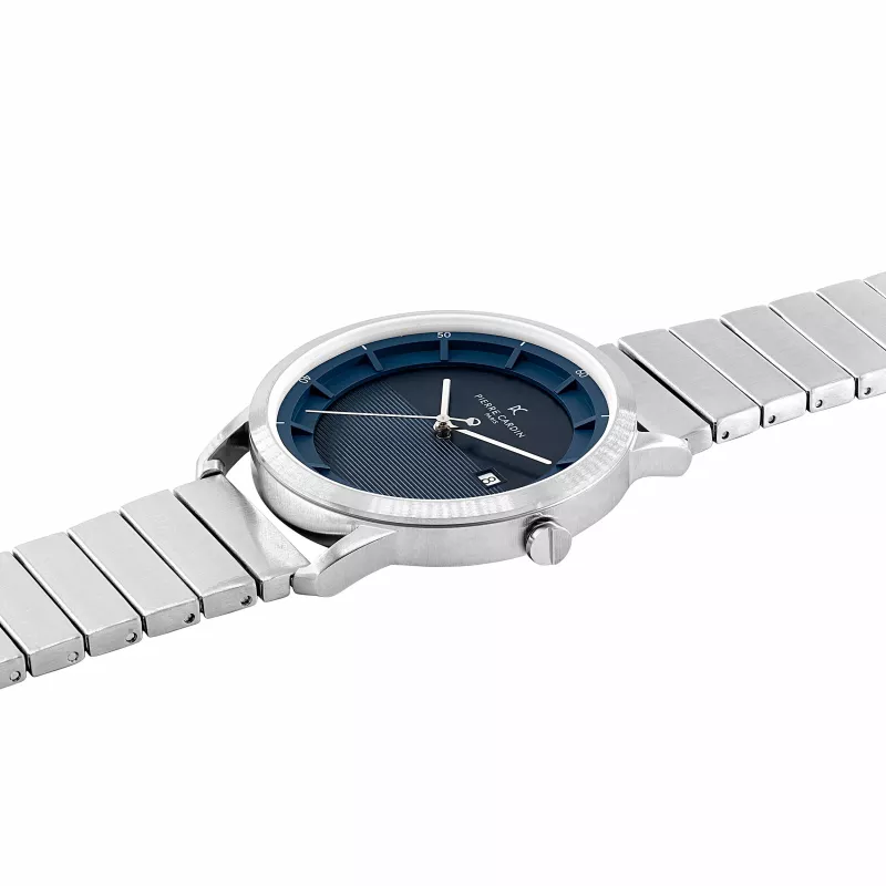 Pierre Cardin vyrų laikrodis CLC.6005 43mm nerūdijančio plieno kvarcinis analoginis juodas ciferblatas odinis dirželis