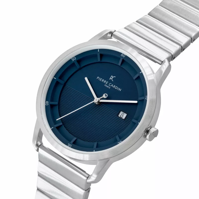 Pierre Cardin vyrų laikrodis CLC.6005 43mm nerūdijančio plieno kvarcinis analoginis juodas ciferblatas odinis dirželis