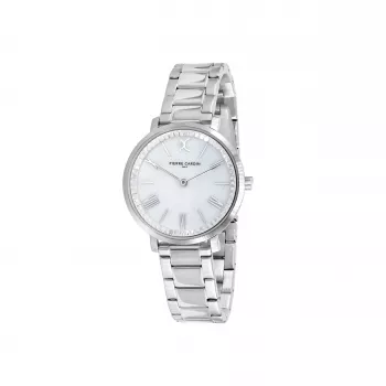 Pierre Cardin Women's Quartz Analog Watch CBC.5002 32mm Stainless Steel Case White Dial Black Leather Strap