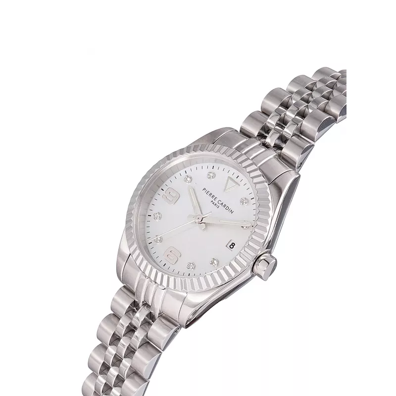 Pierre Cardin moteriškas kvarcinis analoginis laikrodis CF.1012.MS 28mm nerūdijančio plieno korpusas, juodas odinis dirželis