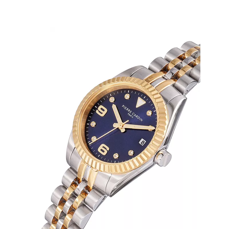 Pierre Cardin moteriškas kvarcinis analoginis laikrodis CF.1012.MU.3 - 28 mm sidabrinis nerūdijančio plieno tinklelis