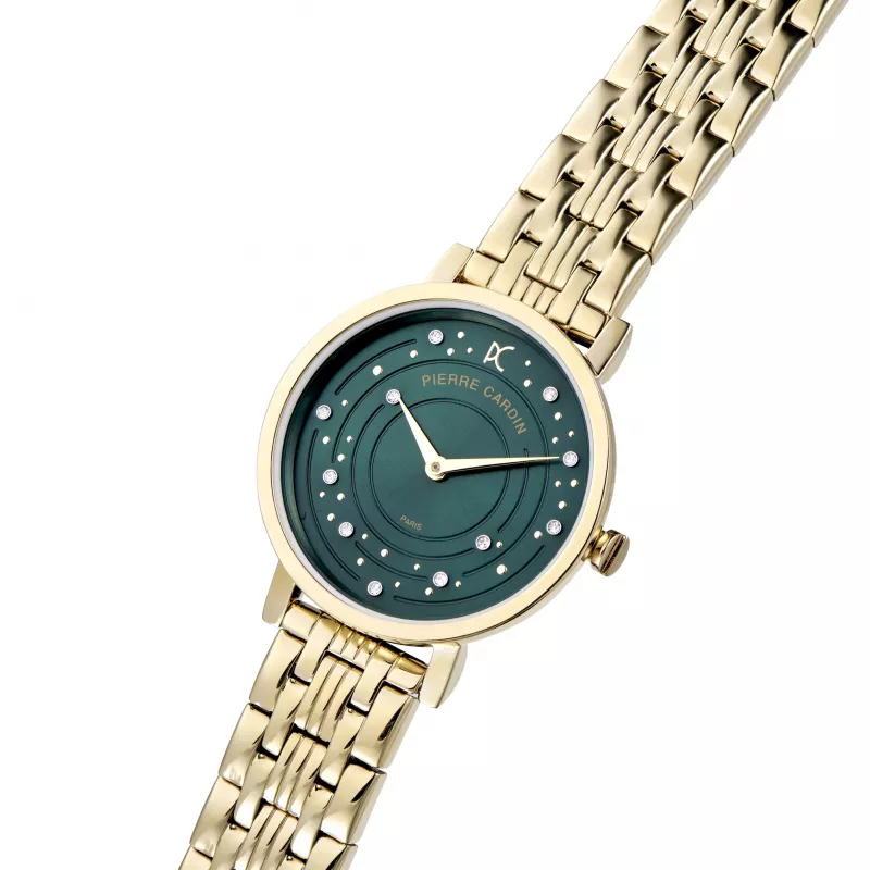 Pierre Cardin moteriškas kvarcinis laikrodis CCM.0552 sidabrinis nerūdijančio plieno tinklelis 32mm