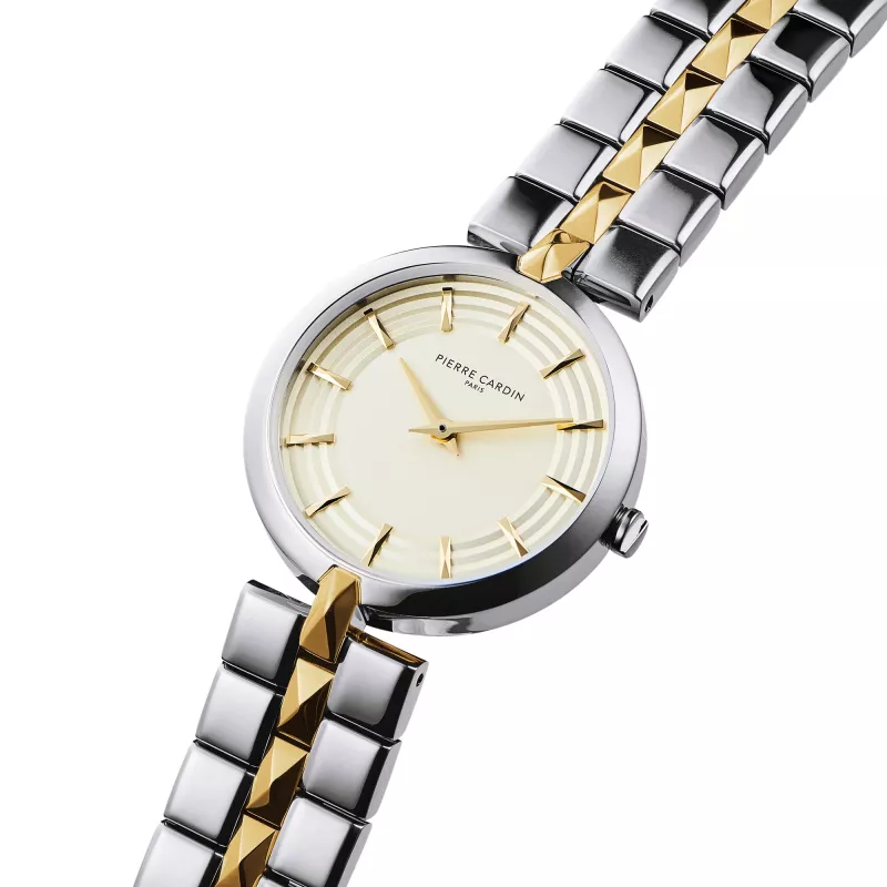 Pierre Cardin moteriškas kvarcinis laikrodis CF.0707.SU.G 32mm sidabrinis nerūdijančio plieno Milano apyrankė