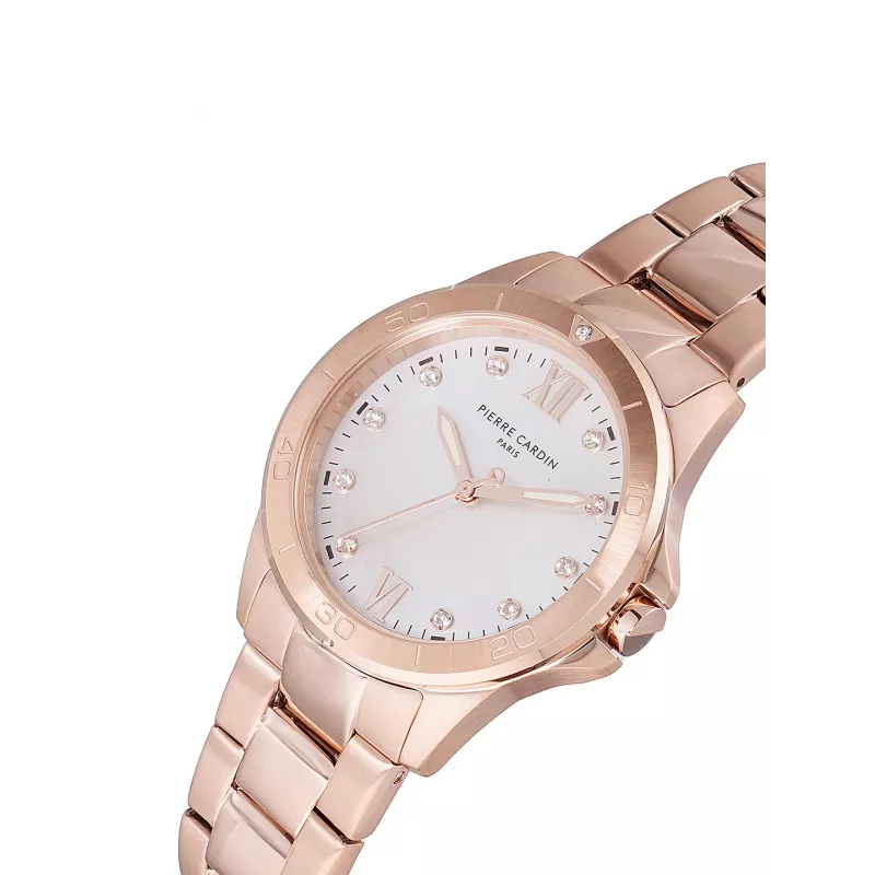Pierre Cardin Moteriškas Laikrodis CF.1009.MR 34mm Nerūdijančio Plieno Milano Tinklelio Apyrankė Kvarcinis Analoginis Perlamutro Ciferblatas