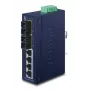 PLANET ISW-621TS15 Pramoninis nevaldomas L2 Fast Ethernet jungiklis su 4x 10/100 + 2x 100Base-FX SC kelių režimų, DIN bėgelis/sieninis montavimas, -40 iki 75°C
