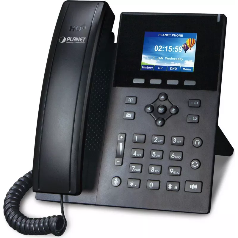 PLANET VIP-1260PT aukštos raiškos spalvotas PoE IP telefonas su 3MP kamera, 6 eilučių LCD, juodas